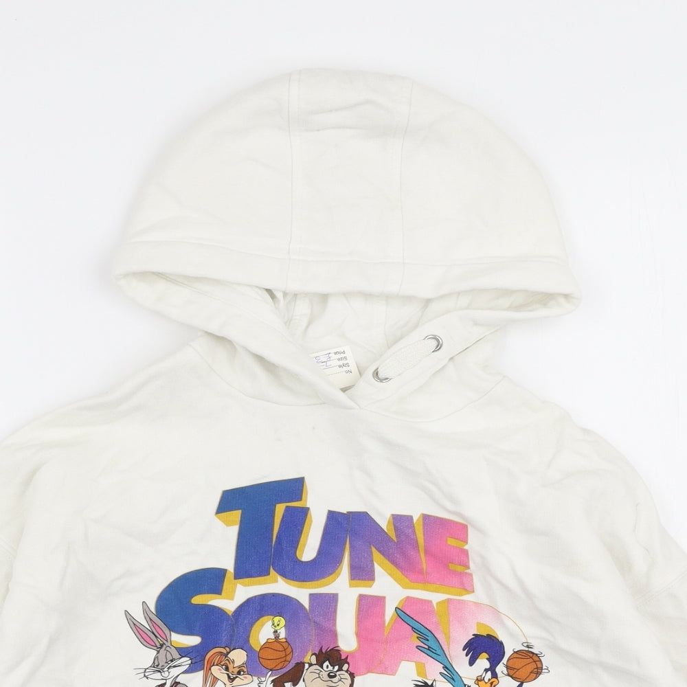 Marks and Spencer Girls White  Cotton Pullover Hoodie Size 7-8 Years  Pullover - Space jam