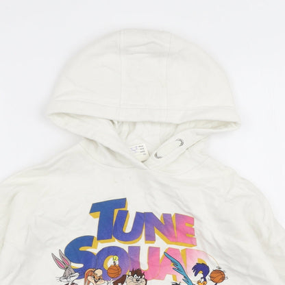 Marks and Spencer Girls White  Cotton Pullover Hoodie Size 7-8 Years  Pullover - Space jam