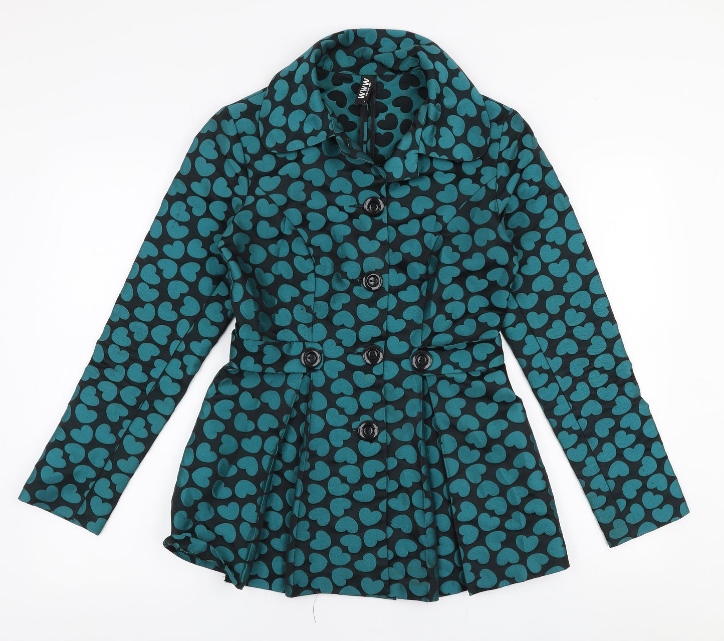 World Wide Wear Womens Green   Overcoat Coat Size 6  Button - Hearts