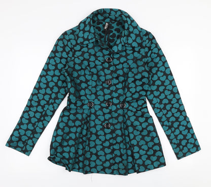 World Wide Wear Womens Green   Overcoat Coat Size 6  Button - Hearts