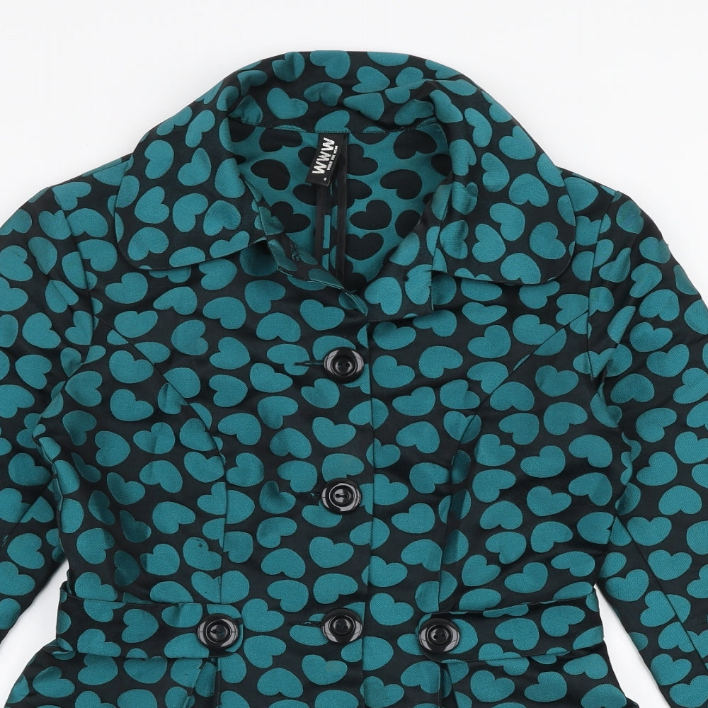 World Wide Wear Womens Green   Overcoat Coat Size 6  Button - Hearts