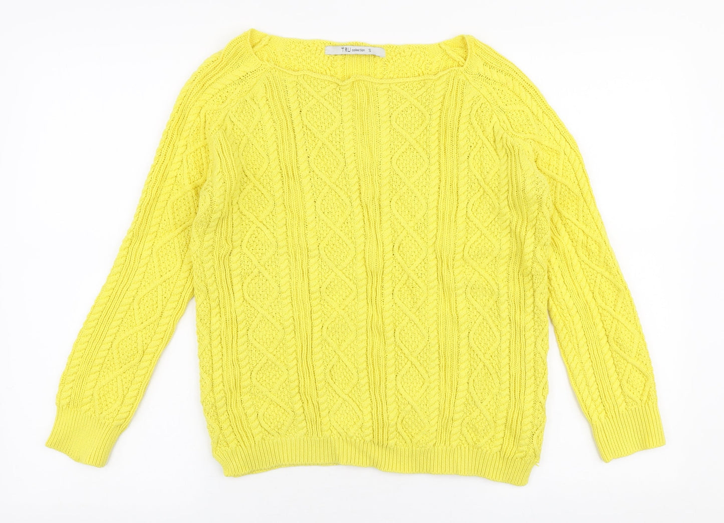 Womens UK Size S Tru Collection Yellow Pullover Jumper