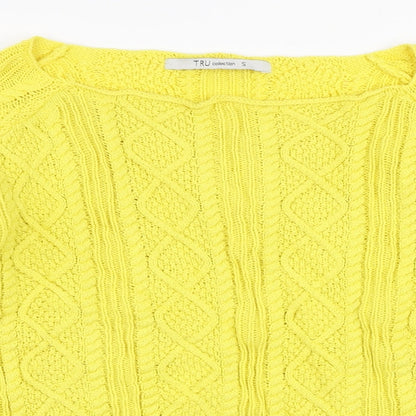 Womens UK Size S Tru Collection Yellow Pullover Jumper