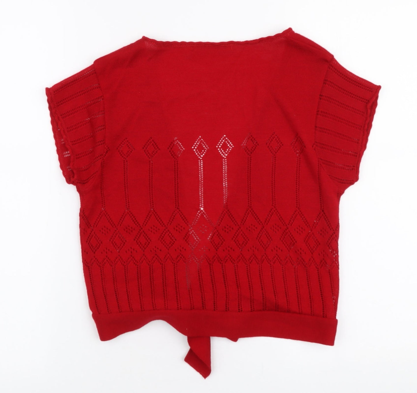 AMARANTO Womens Red V-Neck  Polyester Cardigan Jumper Size S