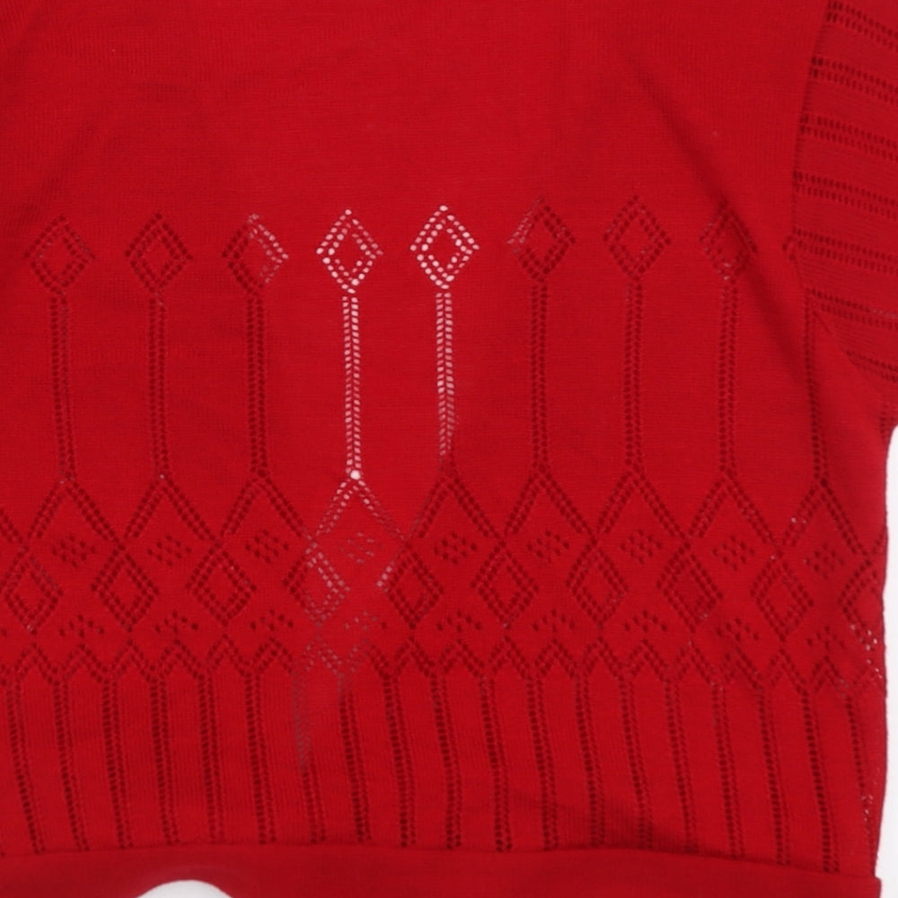 AMARANTO Womens Red V-Neck  Polyester Cardigan Jumper Size S