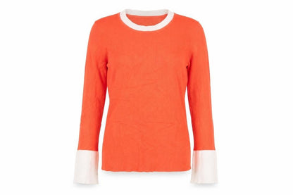 Front view of Cristina women’s orange round neck cotton jumper, size M