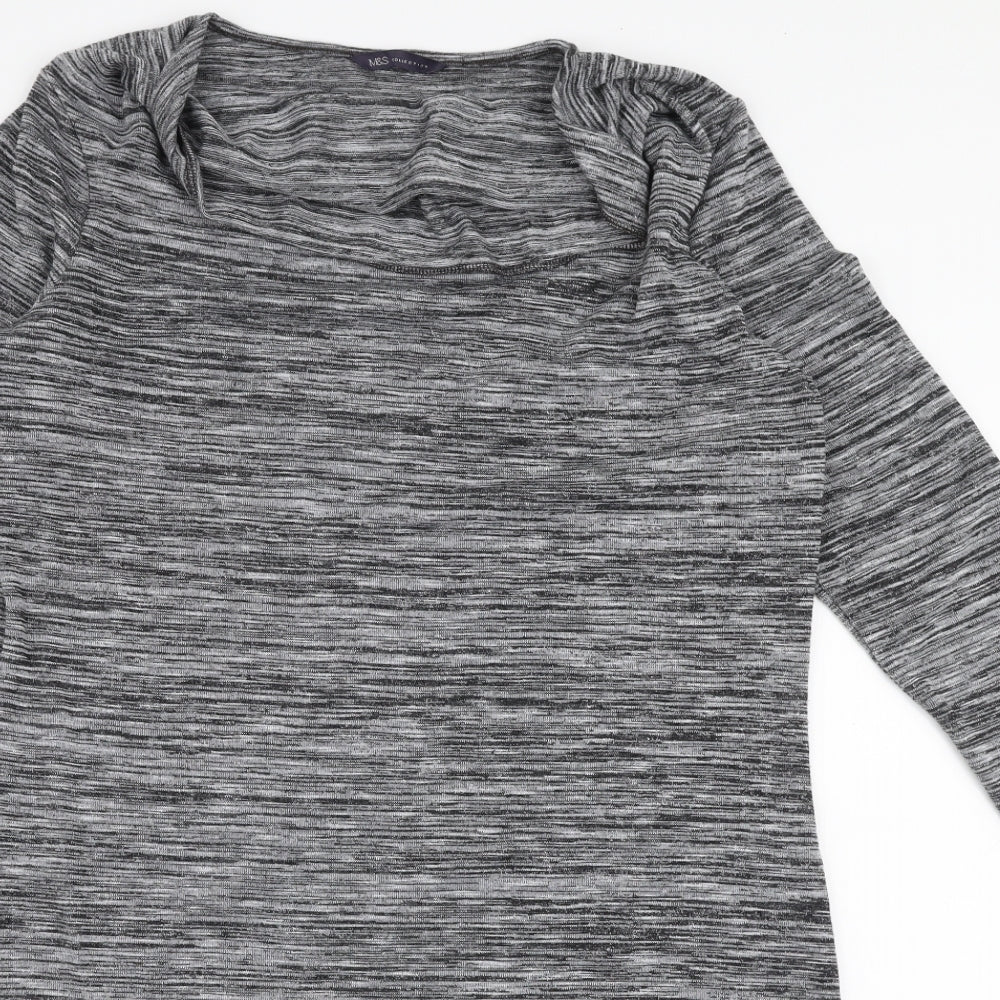 Marks and Spencer Womens Grey  Polyester A-Line  Size 16  Scoop Neck Pullover