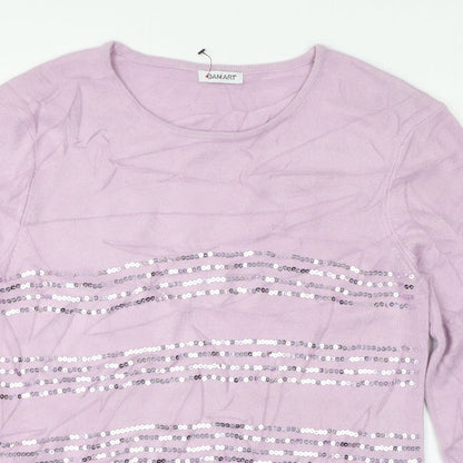 Damart Womens Purple Round Neck  Acrylic Pullover Jumper Size M