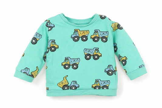 M&S  Green  Polyester Pullover Jumper Size 3-6 Months  Pullover - Tractors