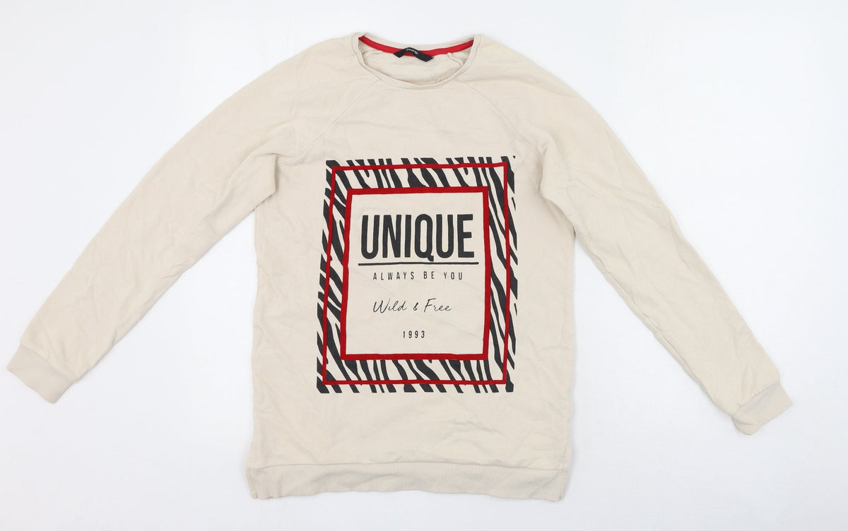 Additional front view of George girls’ beige cotton pullover sweatshirt, size 12, years pullover