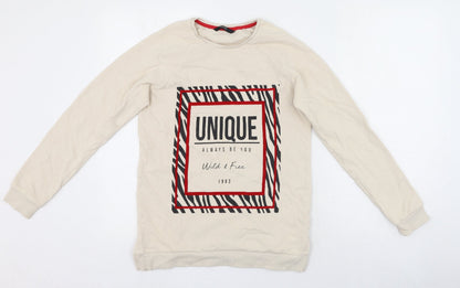 Additional front view of George girls’ beige cotton pullover sweatshirt, size 12, years pullover