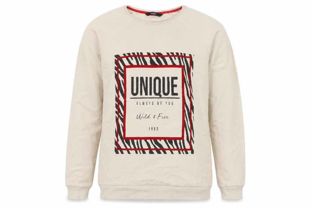 Front view of George girls’ beige cotton pullover sweatshirt, size 12, years pullover