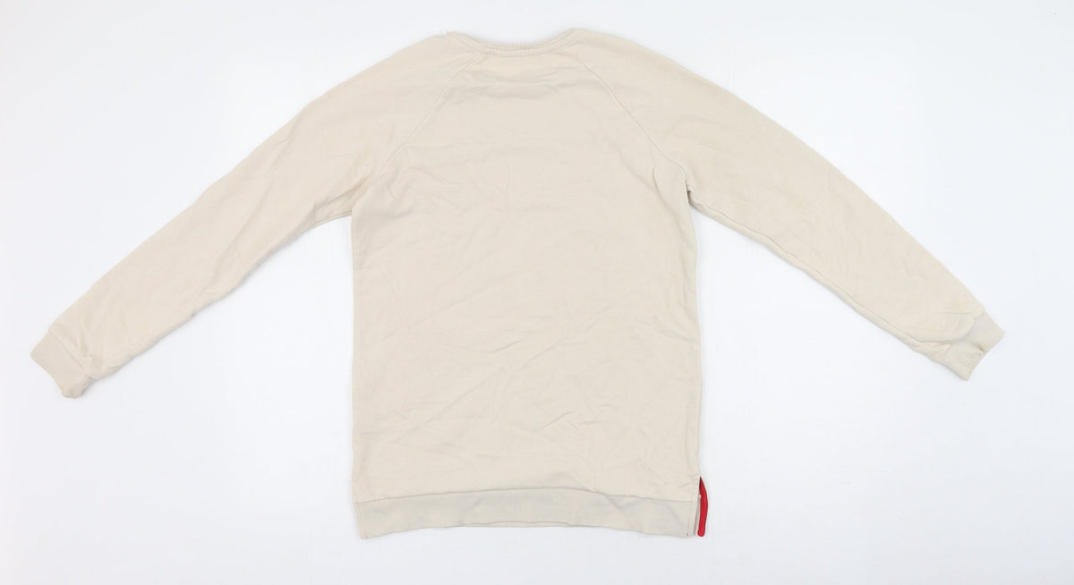 Back view of George girls’ beige cotton pullover sweatshirt, size 12, years pullover