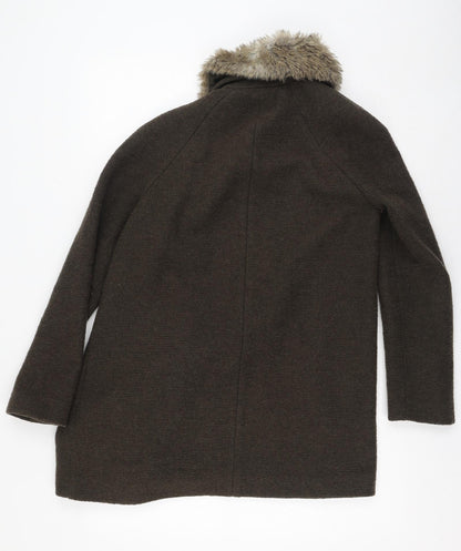 Zara Womens Green   Military Jacket Coat Size M  Button