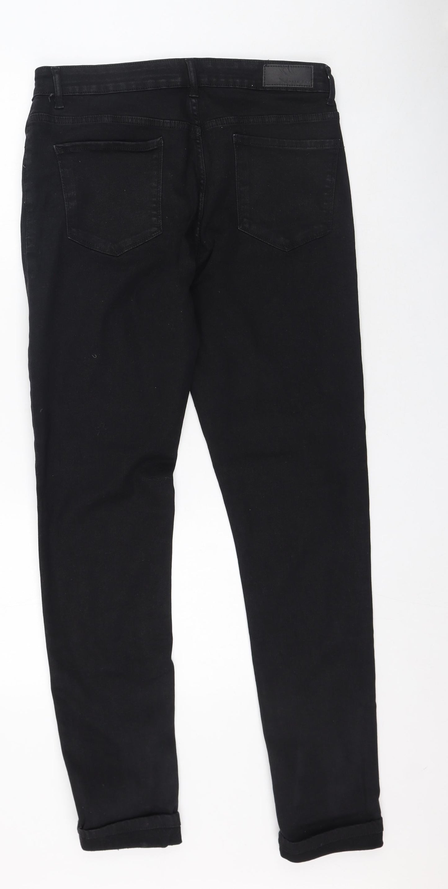Denim & Co. Womens Black  Cotton Trousers  Size 34 in L30 in Regular Zip