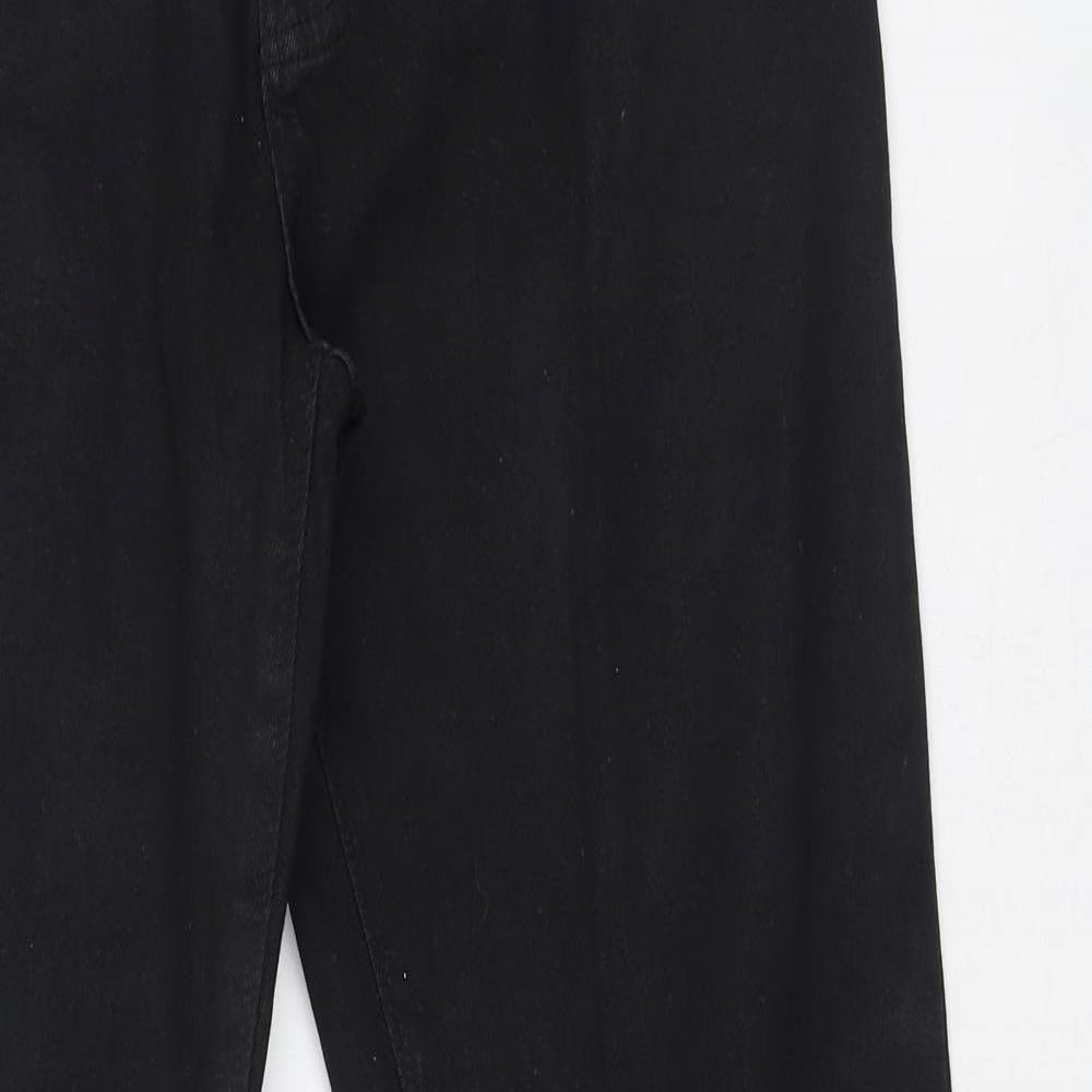 Denim & Co. Womens Black  Cotton Trousers  Size 34 in L30 in Regular Zip