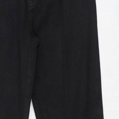 Denim & Co. Womens Black  Cotton Trousers  Size 34 in L30 in Regular Zip