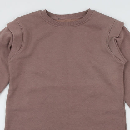 Primark Womens Beige Round Neck  Cotton Pullover Jumper Size 6   - Size 6/8  shoulder Pads