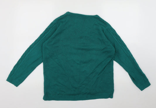Womens UK Size M ISLE Green Pullover Jumper