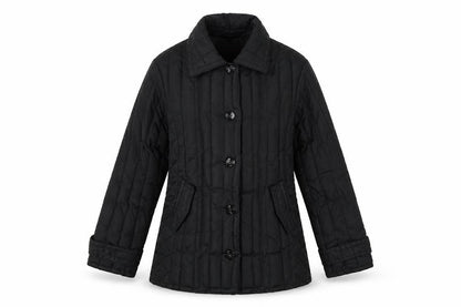 Per Una Womens Black   Quilted Coat Size M  Button - Fake pockets