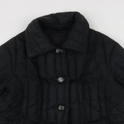 Per Una Womens Black   Quilted Coat Size M  Button - Fake pockets
