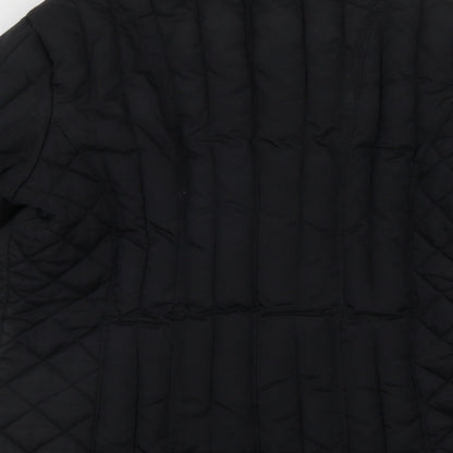 Per Una Womens Black   Quilted Coat Size M  Button - Fake pockets