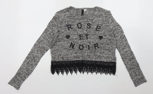 Divided by H&M Womens Grey Round Neck  Polyester Pullover Jumper Size S