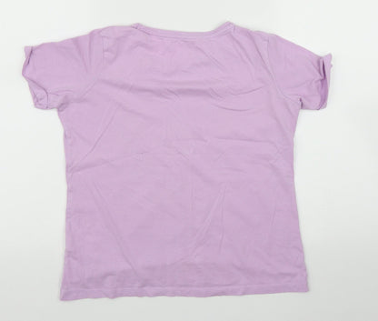 Primark Girls Purple Geometric Cotton Basic Casual Size 12-13 Years Round Neck  - Space and Rockets