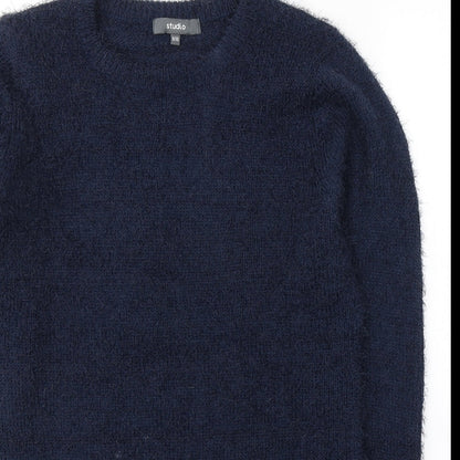 Studio Womens Blue Round Neck  Polyester Pullover Jumper Size 8