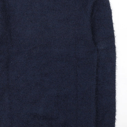 Studio Womens Blue Round Neck  Polyester Pullover Jumper Size 8