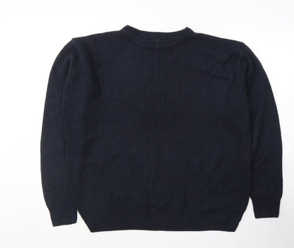Authentic Mens Blue Round Neck  Acrylic Pullover Jumper Size M