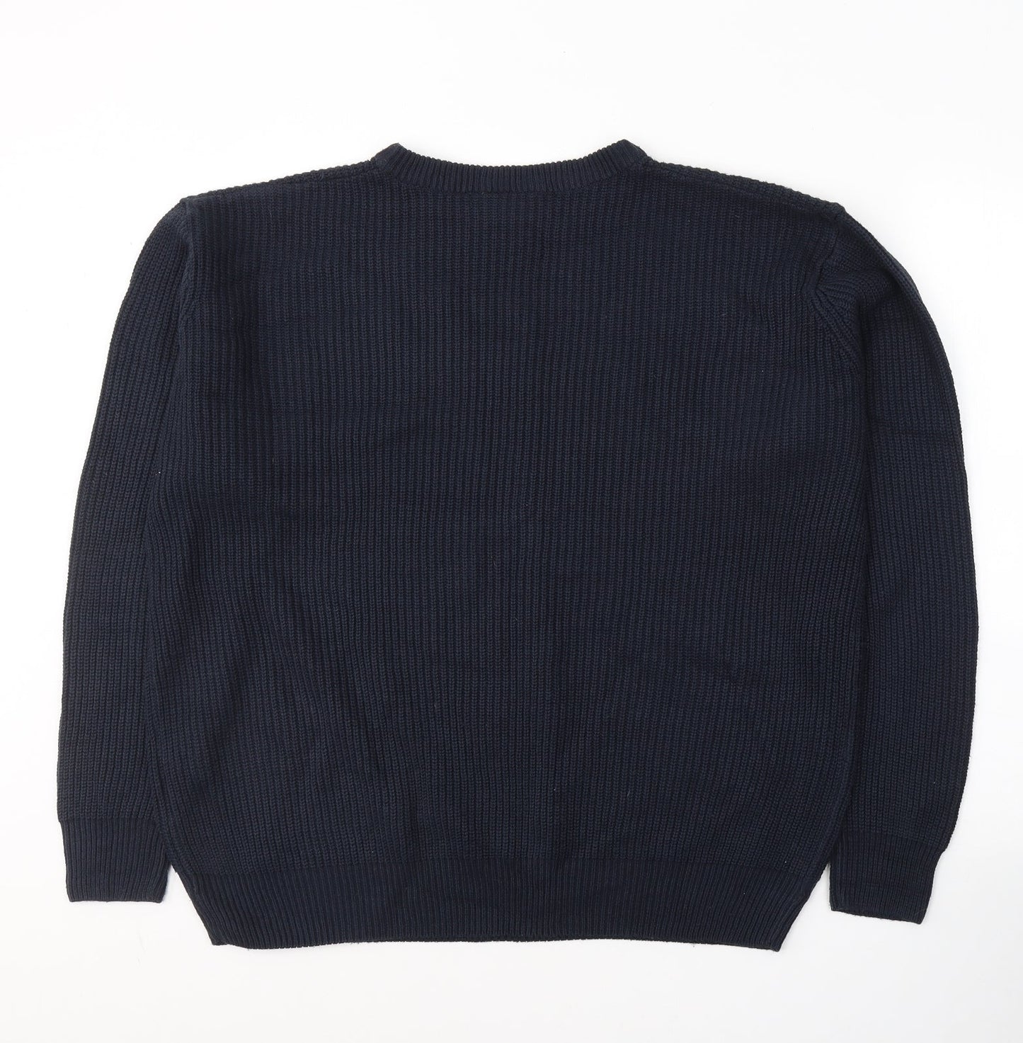 Authentic Mens Blue Round Neck  Acrylic Pullover Jumper Size M