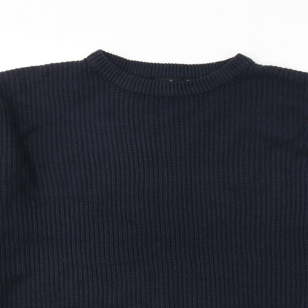 Authentic Mens Blue Round Neck  Acrylic Pullover Jumper Size M