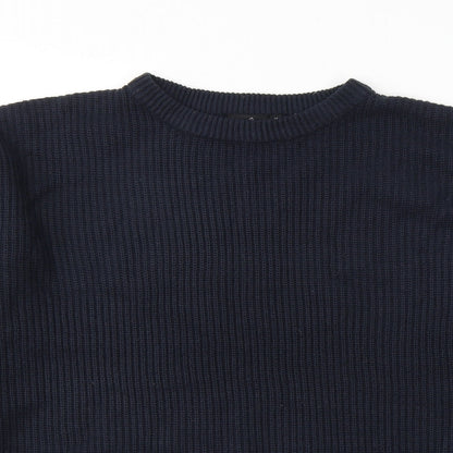 Authentic Mens Blue Round Neck  Acrylic Pullover Jumper Size M