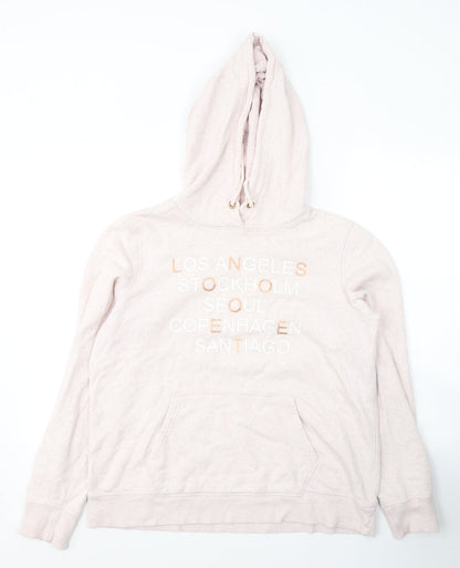 H&M Womens Pink  Cotton Pullover Hoodie Size L  Pullover