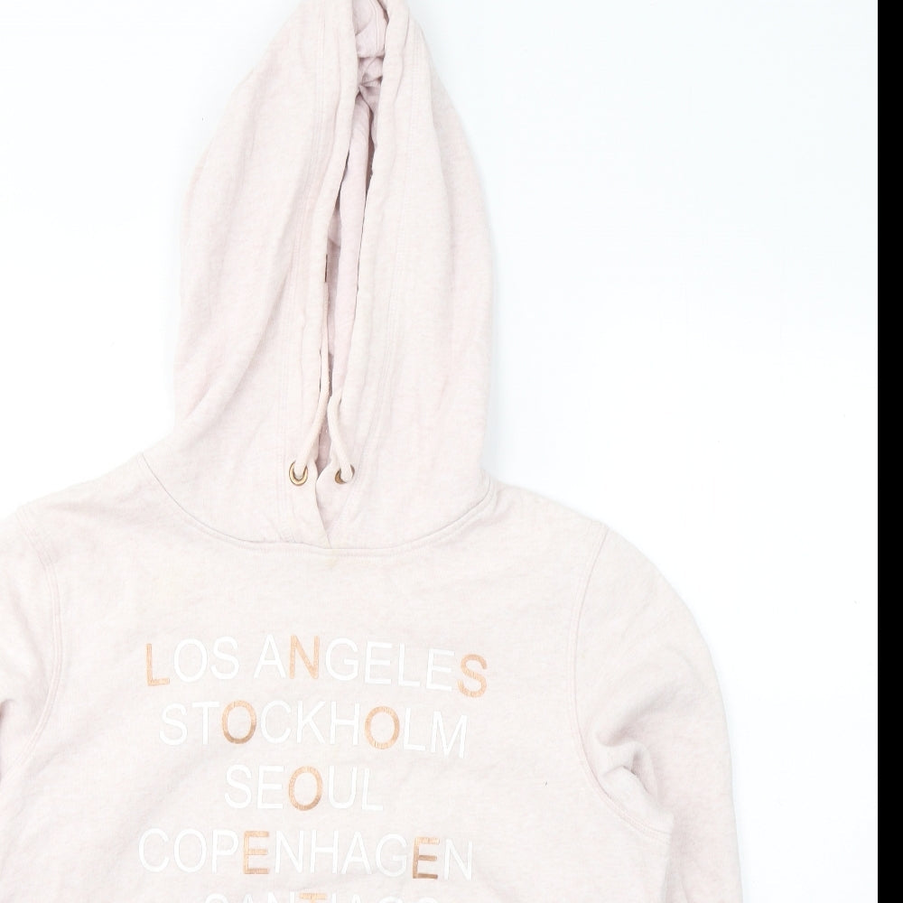 H&M Womens Pink  Cotton Pullover Hoodie Size L  Pullover
