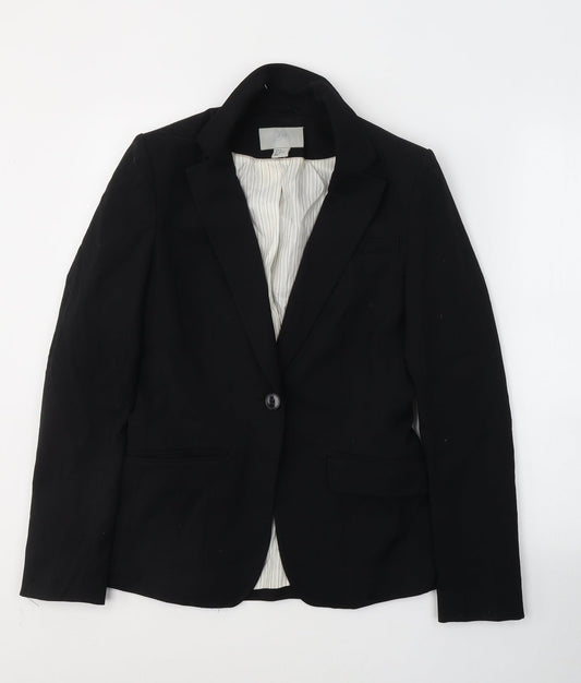 H&M Womens Black  Polyester Jacket Suit Jacket Size 10