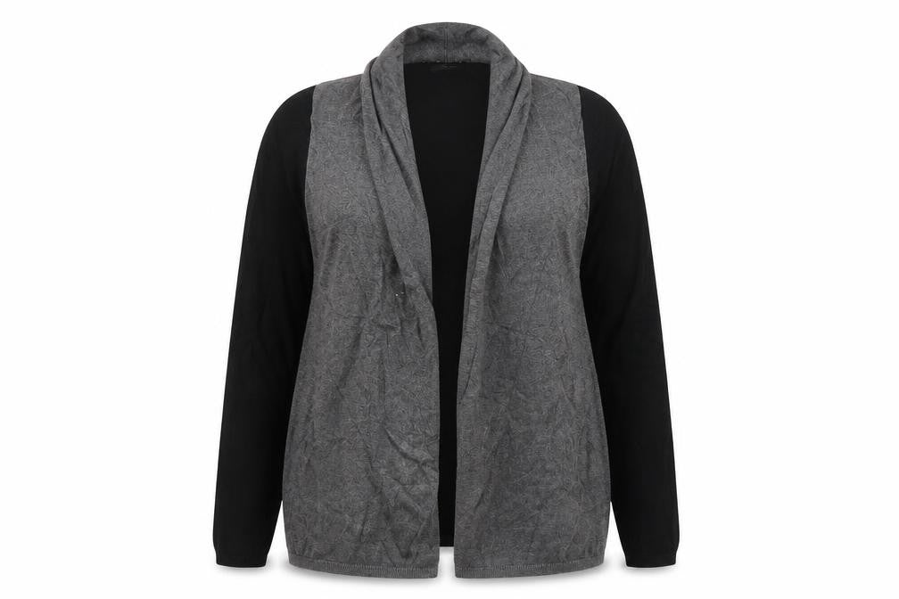 Front view of Papaya women’s grey v-neck viscose cardigan jumper, size UK 16