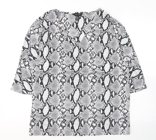 Womens UK Size 10 New Look Grey Tunic Blouse