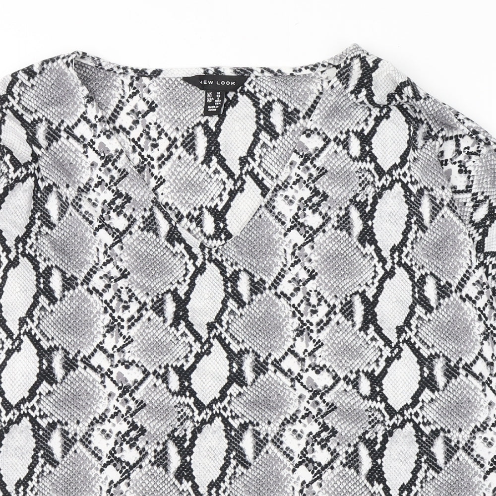 Womens UK Size 10 New Look Grey Tunic Blouse