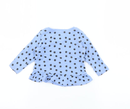Primark Baby Blue Polka Dot Cotton Pullover T-Shirt Size 3-6 Months Crew Neck