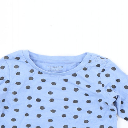 Primark Baby Blue Polka Dot Cotton Pullover T-Shirt Size 3-6 Months Crew Neck