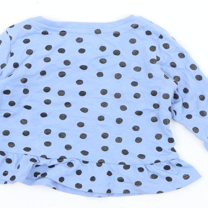 Primark Baby Blue Polka Dot Cotton Pullover T-Shirt Size 3-6 Months Crew Neck
