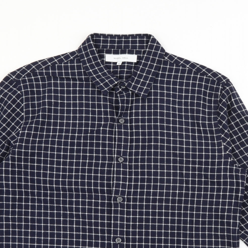 Mens UK Size M Nigel Hall Blue  Button-Up Long Sleeve Casual Shirt