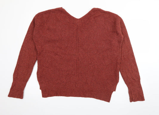 If it were me Womens Red V-Neck  Cotton Pullover Jumper Size L
