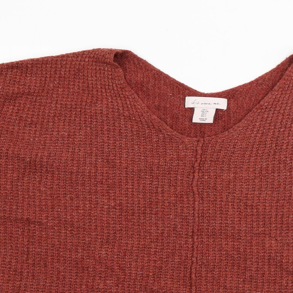 If it were me Womens Red V-Neck  Cotton Pullover Jumper Size L