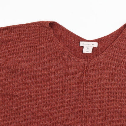 If it were me Womens Red V-Neck  Cotton Pullover Jumper Size L