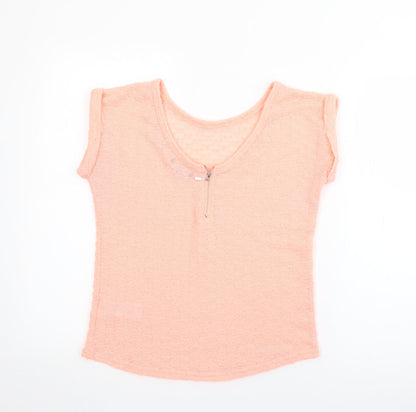 Womens UK Size 8 New Look Pink Basic T-Shirt