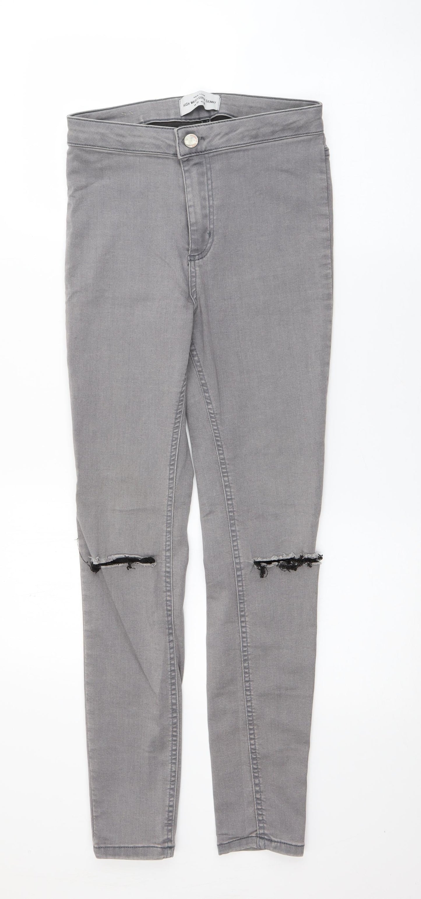New Look Womens Grey  Cotton Skinny Jeans Size 10 L27 in Regular