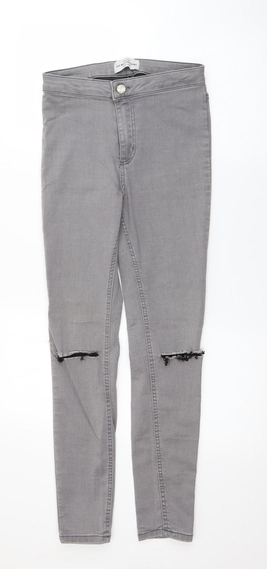 New Look Womens Grey  Cotton Skinny Jeans Size 10 L27 in Regular